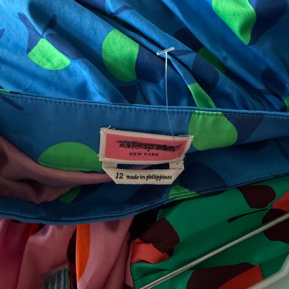 Kate Spade New York Fruit Print Tiered Maxi Skirt Blue Pink Green Size 12 - Picture 3 of 10